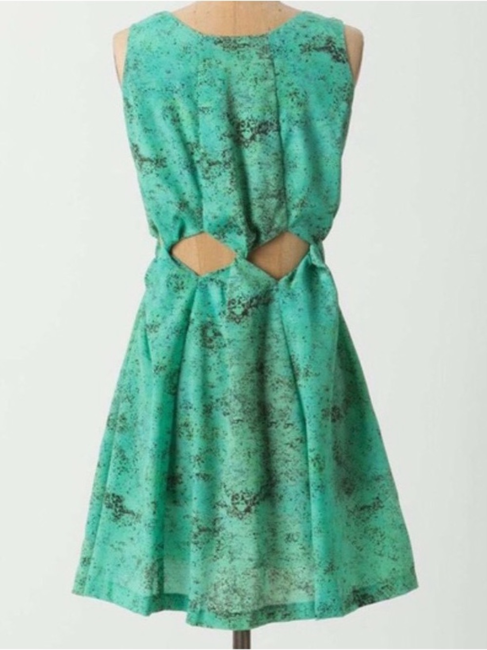 Anthropologie Super Cute Teal Green Cutout Mini Dress Treasure by Samantha Pleet